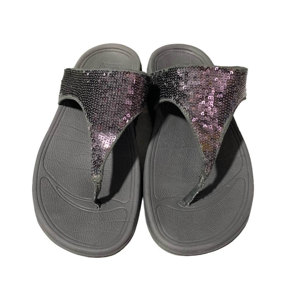 FitFlop Electra Classic Gray Sequins Thong Comfort Walking Sandals US 5 - Picture 2 of 6